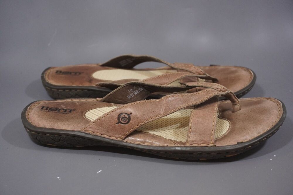 Born Sorja II Sandals Womens 10 Brown Leather Toe Loop Thong Boho Comfort Slide